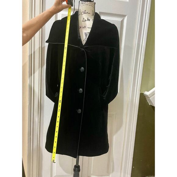 LAUNDRY BY SHELLI SEGAL COAT BLAZER BLACK VELVET SZ L SOPHISTICATED CHIC TRENDY - Picture 3 of 15